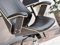 Designerski fotel do biura FRANK dąb palony-czarny - komfortowe podłokietniki