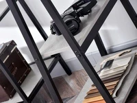 Industrialne biurko na nogach kozłach REDA BETON Z CZARNYM - stylowe połączenie