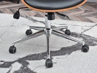 Stylowy fotel biurowy obrotowy z drewna i skóry DUCK orzech - mobilna podstawa