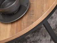 Zestaw stolików KODIA orzech vinatge na czarnej nodze ze stali - połącznie orzechechowego blatu z czarną podstawą