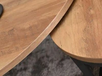 Zestaw stolików KODIA orzech vinatge na czarnej nodze ze stali - możliwość wsunięcia mniejszego pod większy