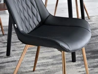 Krzesło skórzane do salonu eko ADEL CZARNE - MIEDŹ - charakterystyczne detale